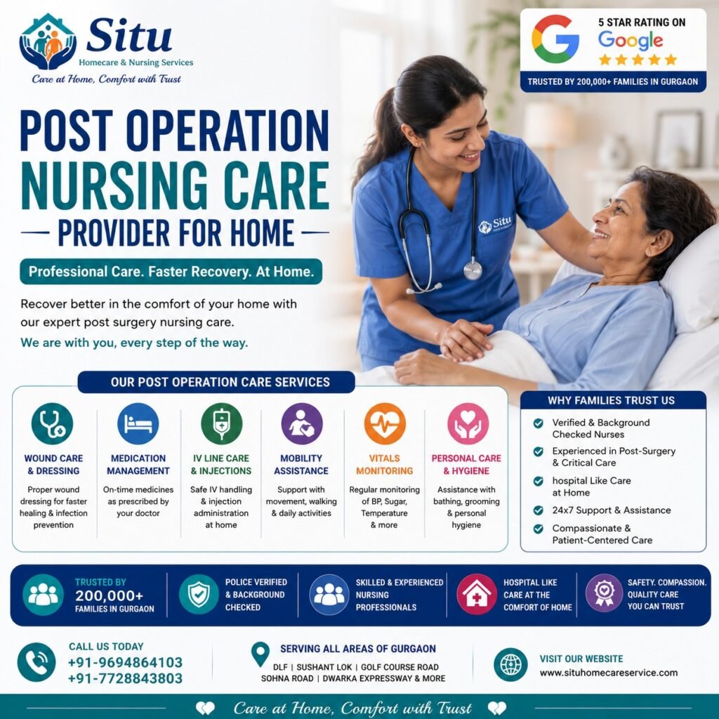Post Operation Nursing Care Provider at Home in Gurgaon